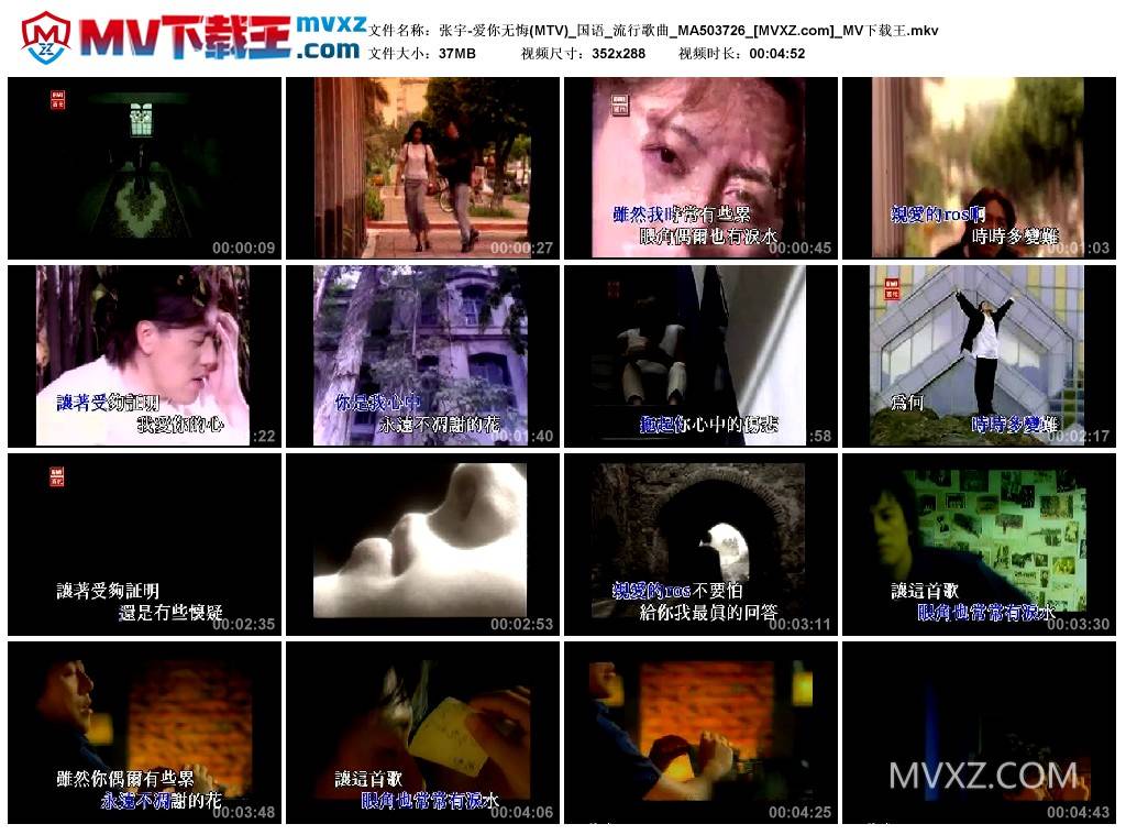 张宇-爱你无悔(MTV)_国语_流行歌曲_MA503726